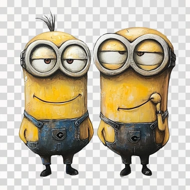 dois minions se abra?ando estilo cartoon, fundo branco