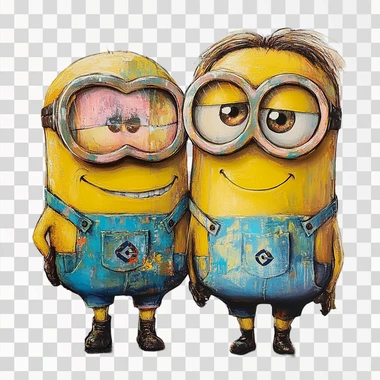 dois minions se abra?ando estilo cartoon, fundo branco