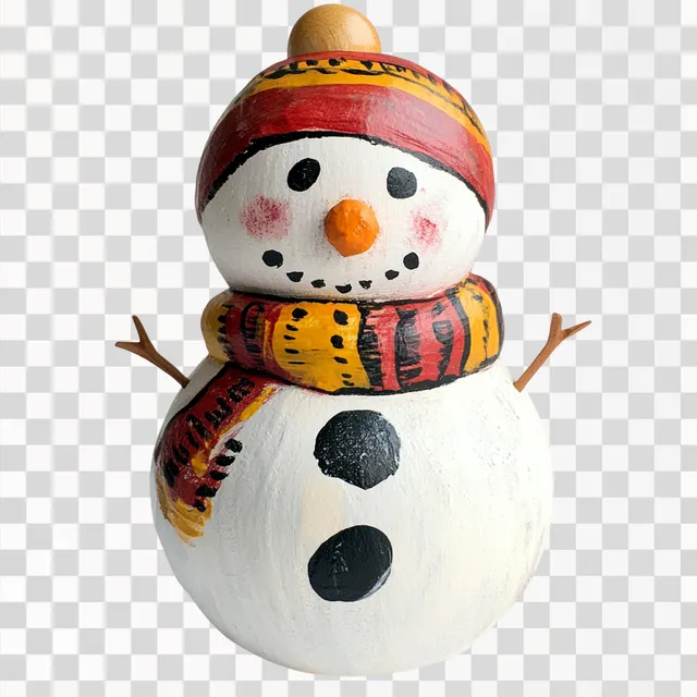 Kids' Painted Snowman Peg Doll on White Background
