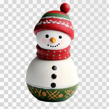 peg doll painted snowman by kids, white background, png