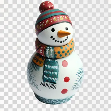 peg doll painted snowman by kids, white background, png