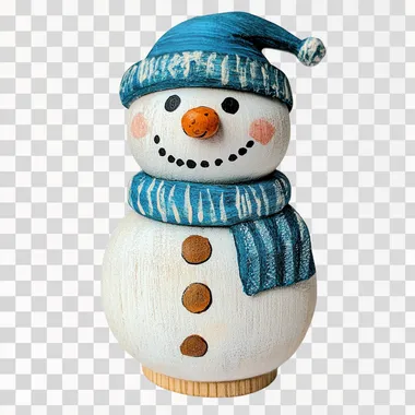 peg doll painted snowman by kids, white background, png