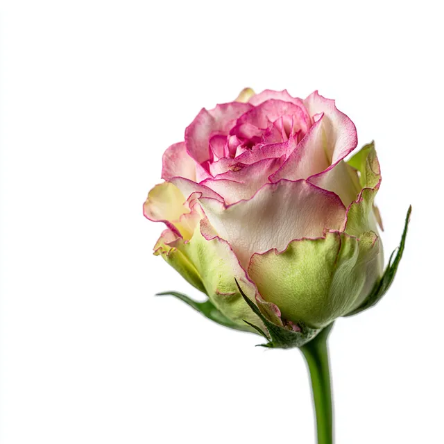 Delicate Fresh Rose with Pink Edges