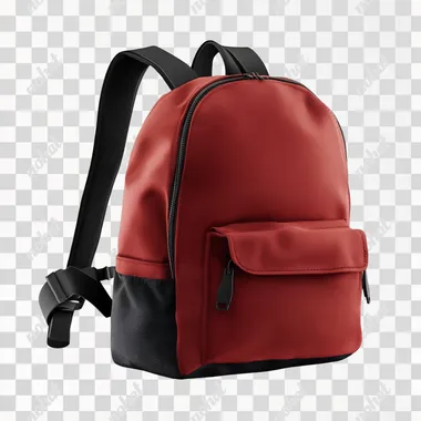 backpack, white background, photo realistic. Color: dark red, black