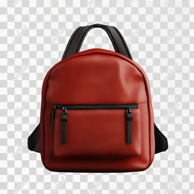 backpack, white background, photo realistic. Color: dark red, black