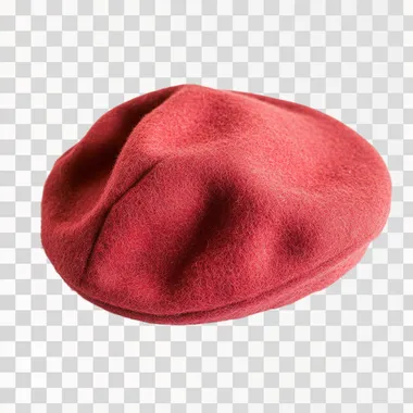 pink red wool hat, pastel color, white background