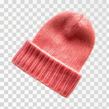 pink red wool hat, pastel color, white background