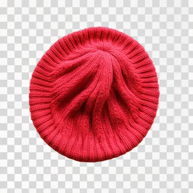 pink red wool hat, pastel color, white background