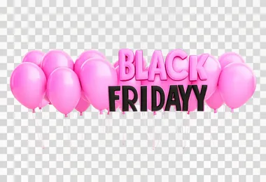 3D like baloons bright pink word "BLACK FRIDAY". white isolated background. no shadows.