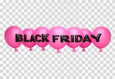 3D like baloons bright pink word "BLACK FRIDAY". white isolated background. no shadows.