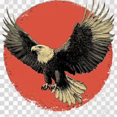 top view of an eagle with wings outstretched , style illustration