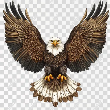 top view of an eagle with wings outstretched , style illustration