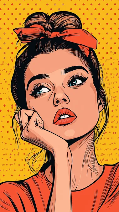 portait of a girl in pop art style. Poster.
