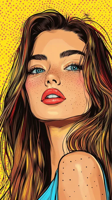portait of a girl in pop art style. Poster.