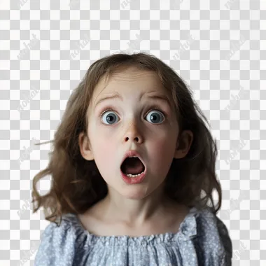 girl freaked out, white background