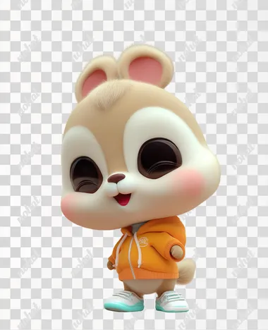 3d cute animal character big eyes smiling using cloth game character  rofile xtzynbv