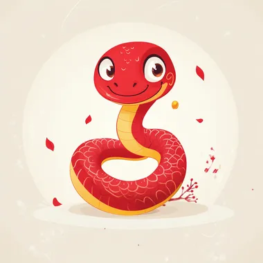 a cute red snake,cartoon illustration,most simplify,Chinese new year--s 750