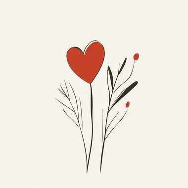 Minimalist, elegant Valentines Day design with one or two elements, like a heart or simple love symbol. Clean, refined lines, no excess details. Modern and sophisticated style, suitable for a high-end brand. White background, limited and classy color palette