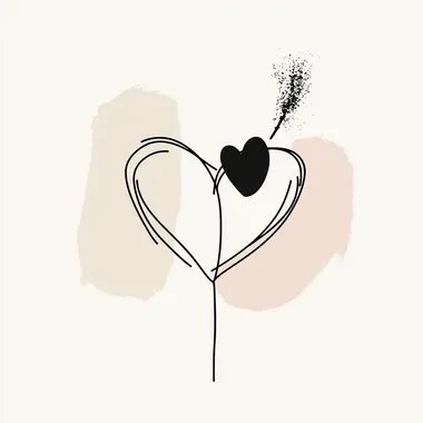 Minimalist, elegant Valentines Day design with one or two elements, like a heart or simple love symbol. Clean, refined lines, no excess details. Modern and sophisticated style, suitable for a high-end brand. White background, limited and classy color palette