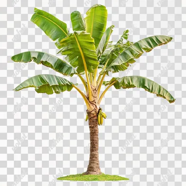 Banana tree isolated on white background with clipping paths for garden design