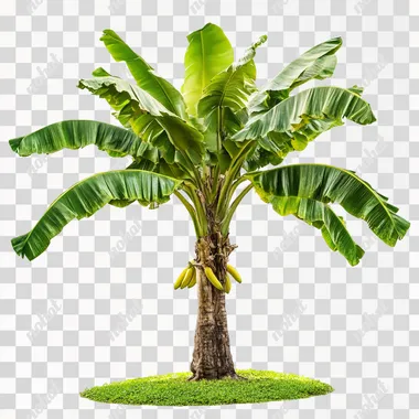 Banana tree isolated on white background with clipping paths for garden design