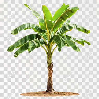 Banana tree isolated on white background with clipping paths for garden design