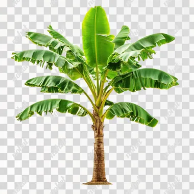 Banana tree isolated on white background with clipping paths for garden design