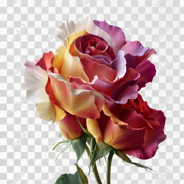 PNG Elegant Multicolored Roses on White Background