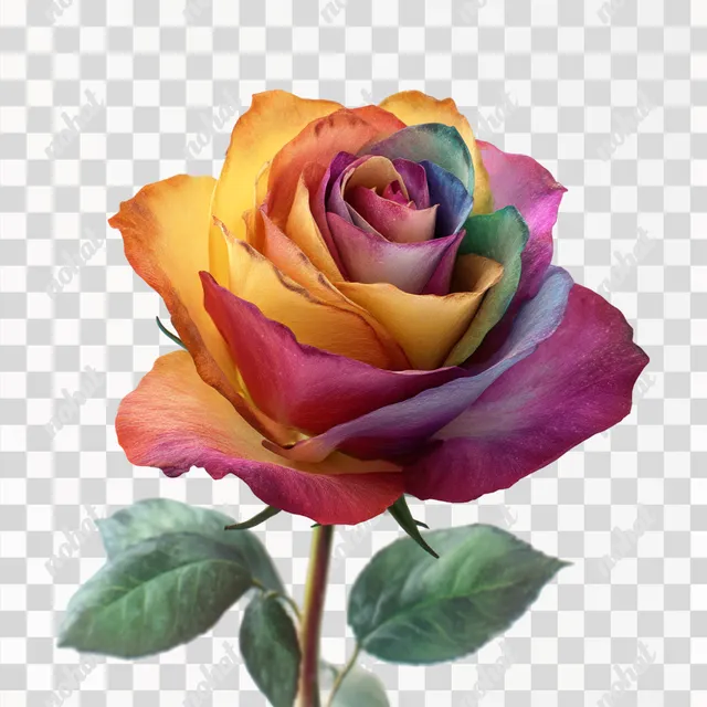 PNG Beautiful Multi-Colored Rose on White Background
