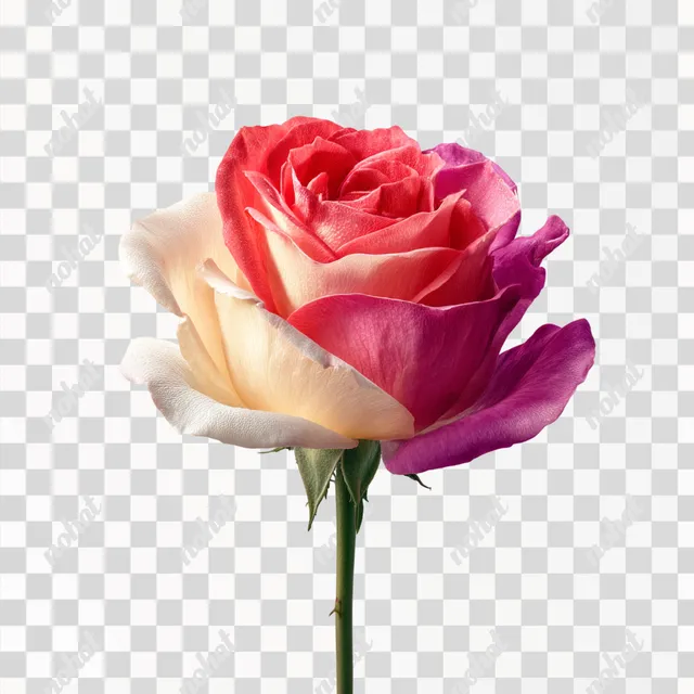 PNG Vibrant Multicolored Rose on White Background