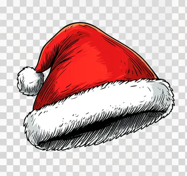 A simple hand-drawn illustration of a christmas hat. It is drawn with black lines on a white background, in a vector style, with a flat design, professional quality, detailed, sharp focus, high resolution, high detail, high contrast, professional color grading.