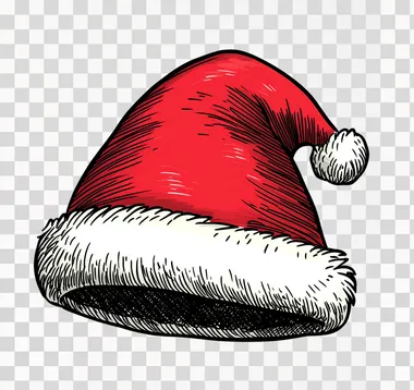 A simple hand-drawn illustration of a christmas hat. It is drawn with black lines on a white background, in a vector style, with a flat design, professional quality, detailed, sharp focus, high resolution, high detail, high contrast, professional color grading.