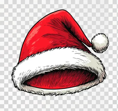 A simple hand-drawn illustration of a christmas hat. It is drawn with black lines on a white background, in a vector style, with a flat design, professional quality, detailed, sharp focus, high resolution, high detail, high contrast, professional color grading.