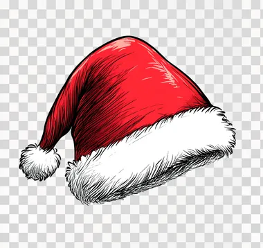 A simple hand-drawn illustration of a christmas hat. It is drawn with black lines on a white background, in a vector style, with a flat design, professional quality, detailed, sharp focus, high resolution, high detail, high contrast, professional color grading.