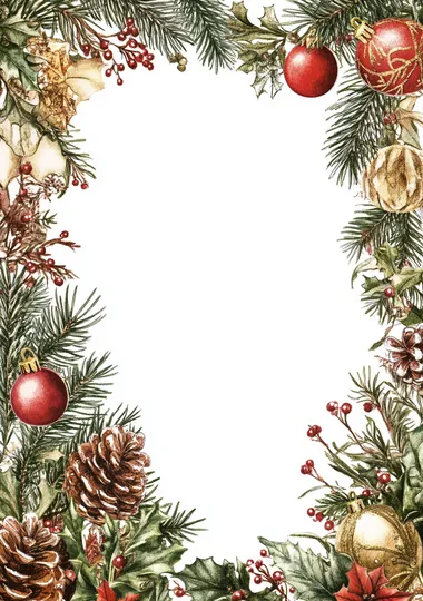 frame made of christmass illustrations, white background,