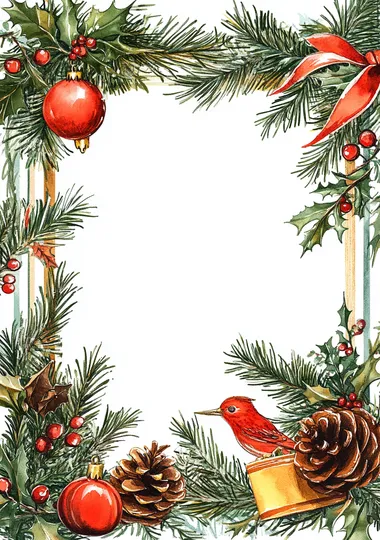 frame made of christmass illustrations, white background,