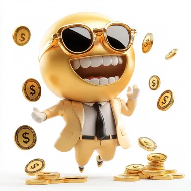 an emote that is the most fancy and beautiful, luxuous and rich, fun pop, white background