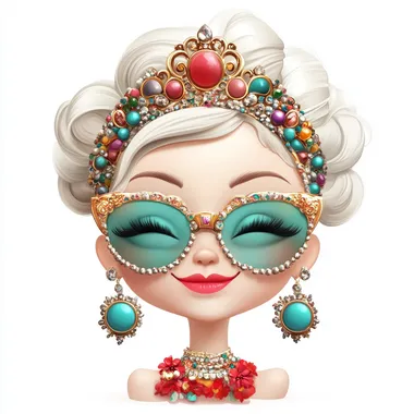an emote that is the most fancy and beautiful, luxuous and rich, fun pop, white background