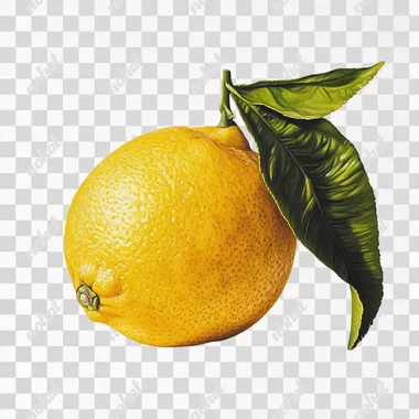 A clean whole lemon with leag, white background, highly detailed, ultra-realistic style, Canon camera, macro lens