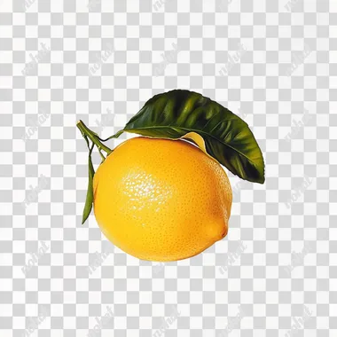 A clean whole lemon with leag, white background, highly detailed, ultra-realistic style, Canon camera, macro lens