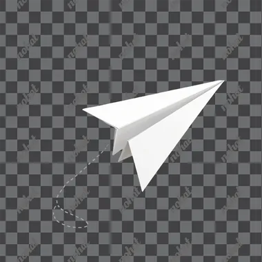 flying paper plane, isolated background, showing flying path from the tail, show flying