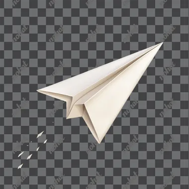 flying paper plane, isolated background, showing flying path from the tail, show flying
