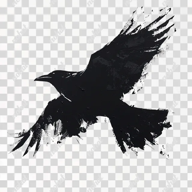 Silhouette of a Flying Black Crow