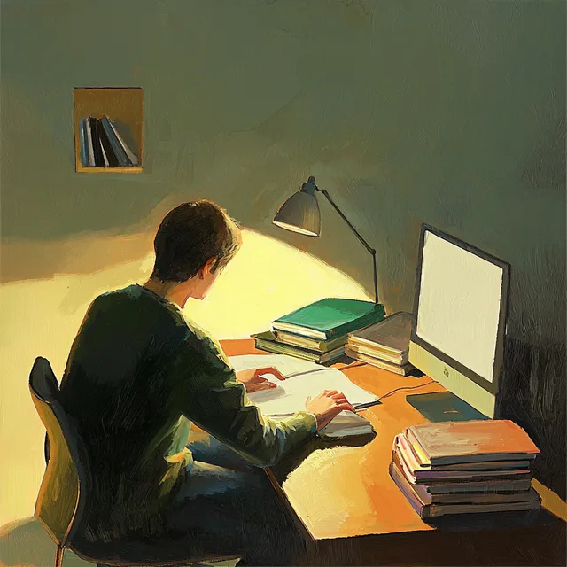 Quiet Reflection: A Study Scene Inspired by Edward Hopper