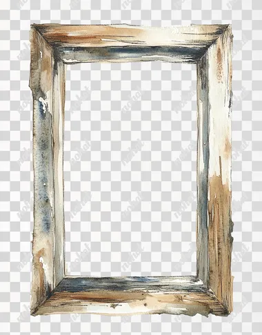 rustic picture frame, white background, watercolor, Anton Mauve,