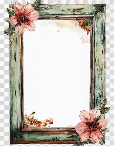 rustic picture frame, white background, watercolor, Anton Mauve,