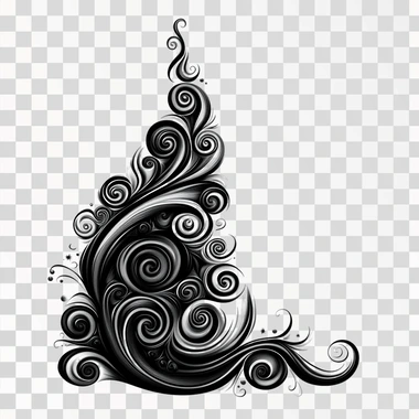 swirly black decorative christmas vector graphic for a corner isolated on a white background --s 250