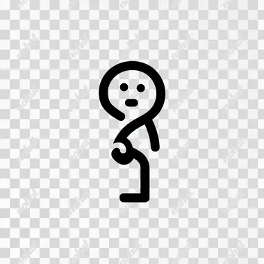 A simple black and white icon of an anthropomorphic question mark with arms, legs, and a face, holding up the bottom half of its body as if it's thinking about something. The design is minimalistic, with clean lines and simple shapes, set against a white background. The image has a professional studio lighting setup, a symmetrical composition, high resolution, sharp focus, intricate details, and balanced exposure, giving it a polished, professional appearance through careful post-processing.  c1jo255