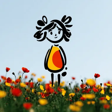 A cartoon-style cute Little girl stand on realistically photographed flower field , creating a unique image through the combination of different styles.   2822436726  --sw 1000  rofile eueu4ms --sv 4