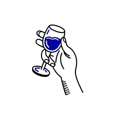 A minimalist vector logo hand holding a glas of wine, in the style of Atey Ghailan, against a white background    rofile hfmhhjn 4osrb7h